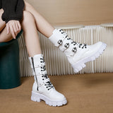 Women's Gothic Platform Combat Boots - Black - Boots - 35 B - PU Leather - image 12