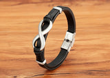 Unisex Leather Infinity Symbol Bracelets - Black/Gold - Bracelet - 23cm - Leather - image 10