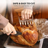 Stainless Steel Wood Meat Claws - Brown - 2pcs Meat Claws - Medium - Stainless Steel/Wood - image 4
