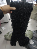 Women's Knee-High Fuzzy Platform Boots - Beige - Fuzzy Boots - 42 B - Faux Fur/PU Leather - image 5