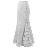 Women's Gothic Vintage Ruffled Long Skirts - Purple - Steampunk Skirt - XXXL - Polyester - image 13