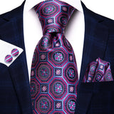 Funki Buys | Neckties | Men's 3 Pcs Purple Silk Wedding Tie Sets