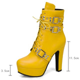 Women's Buckle Strap Platform Ankle Boots - Black - Buckle Strap Ankle Boot - 45 B - PU Leather - image 32