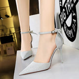 Women's Glitter Bow Knot Strappy Heels - Gold - Prom Shoes - 43 B - PU Leather - image 5