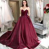 Women's Elegant Long Full Satin Gown - Burgundy - Ball Gown - 18W - Satin - image 11