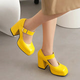 Women's Bright Patent Mary Jane Pumps - Nude - Mary Jane Pump - 14.5 B - Genuine Patent Leather - image 4