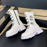 Women's Gothic Platform Combat Boots - Black - Boots - 35 B - PU Leather - image 4
