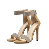 Women's Designer Bling Shimmer Sandals - Apricot - Stiletto Sandals - 43 B - PU Leather - image 10