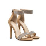 Women's Designer Bling Shimmer Sandals - Apricot - Stiletto Sandals - 43 B - PU Leather - image 12