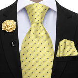 Men's 3 Pcs Tie Hanky Corsage Sets - Yellow - 26 - One Size - Polyester - image 27