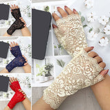 Women's Gothic Fingerless Lace Gloves - Black - 3 / C1 - One Size - Rayon - image 24