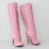 Women's Shiny Burlesque High Heel Boots - Pink - High Boots - 15 B - Patent PU Leather - image 8