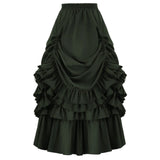Women's Gothic Victorian Steampunk Skirt - Green - Ruffled Skirts - XXXL - Polyester - image 7
