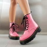Womens Patent Leather Lace Up Ankle Boot - Black - Ankle Boots - 43 B - PU Patent Leather - image 16
