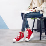 Women's High Platform Zipper Sneakers - Navy - Platform Sneakers - 43 B - Canvas - image 16