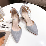 Women's Sparkly Gold Silver Bridal Heels - Gold - Glitter Shoes - 40 B - PU Leather - image 17