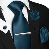 Men's 5 Pcs Luxury Ridged Silk Tie Sets - Emerald Green - 5pc Tie Set - 033 - Medium - Silk - image 34
