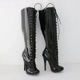 Women's Shiny Burlesque High Heel Boots - Pink - High Boots - 15 B - Patent PU Leather - image 26