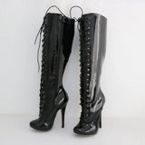 Women's Shiny Burlesque High Heel Boots - Pink - High Boots - 15 B - Patent PU Leather - image 30