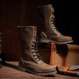 Men's Leather Hiking Boots Hunting Boots - Khaki - 1 / Boots - 45 B - Genuine Leather - image 3