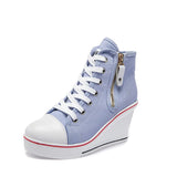 Women's High Platform Zipper Sneakers - Navy - Platform Sneakers - 43 B - Canvas - image 38