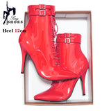 Women's Patent Pointed Toe Ankle Boots - Black - Ankle Boot - 35 B - PU Patent Leather - image 13