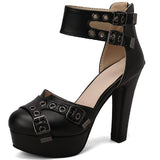 Women's High Platform Summer Sandals - Red - Platform Heels - 50 B - PU Leather - image 6
