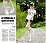 Women's Canvas Knee High Lace Up Boots - White - 2cm Heel - 43 B - Canvas - image 5
