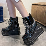 Women's Gothic Punk Platform Ankle Boots - Black - 1 / Matte / Ankle Boots - 43 B - PU Leather - image 24