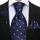 Men's 3 Pcs Tie Hanky Corsage Sets - Blue - 28 - One Size - Polyester - image 41
