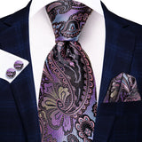 Men's 3 Pcs Purple Silk Wedding Tie Sets - Purple - 3494 - One Size - Silk - image 49