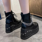 Women's Gothic Punk Platform Ankle Boots - Black - 1 / Matte / Ankle Boots - 43 B - PU Leather - image 3