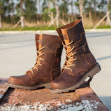 Men's Leather Hiking Boots Hunting Boots - Khaki - 1 / Boots - 45 B - Genuine Leather - image 50