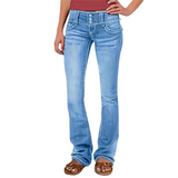 Women's Ripped Low Rise Bootcut Jeans - Light Blue - 1 / Plain / Mid Waist Jeans - 4XL - Polyester/Denim - image 32