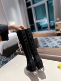 Women's Knee High Platform Canvas Boots - Black - High Top Canvas Sneakers - 40 B - Canvas - image 16