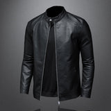 Men's Faux Leather Biker Jacket Slim Fit - Black - Biker Jacket - 5XL - PU Leather - image 3