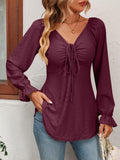 Women's Fashion A Line Drawstring Blouse - Green - Shirt - XXXL - Polyester - image 29