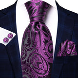 Men's 3 Pcs Purple Silk Wedding Tie Sets - Purple - 3461 - One Size - Silk - image 46