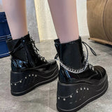 Women's Gothic Punk Platform Ankle Boots - Black - 1 / Matte / Ankle Boots - 43 B - PU Leather - image 17