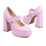 Women's Mary Jane Platform High Heels - Purple - Mary Jane Heels - 10.5 B - PU Leather - image 22