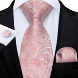 Men's 3 Pcs Silk Pink Wedding Tie Set - Pink - MJ-7498 - Medium - Silk - image 12