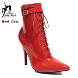 Women's Patent Pointed Toe Ankle Boots - Black - Ankle Boot - 35 B - PU Patent Leather - image 10
