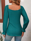Women's Fashion A Line Drawstring Blouse - Green - Shirt - XXXL - Polyester - image 9