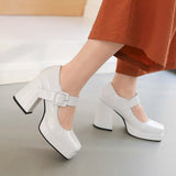 Women's Gothic Mary Jane Patent Heels - Red - Patent Mary Janes - 43 B - PU Patent Leather - image 4