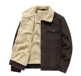 Men's Corduroy Fleece Winter Jacket - Grey - Trucker Jacket - 4XL - Corduroy - image 17