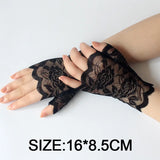 Women's Gothic Lace Fingerless Gloves - Crimson - D1 - One Size - Rayon - image 9