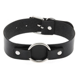 Unisex Vintage Goth Choker Necklace - Black - Circle Choker Necklace - Medium - PU Leather - image 2