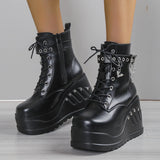 Women's Punk Chunky Platform Creepers - Black - Platform Ankle Boots - 43 B - PU Leather - image 18