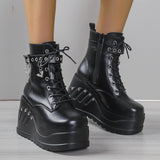 Women's Punk Chunky Platform Creepers - Black - Platform Ankle Boots - 43 B - PU Leather - image 19