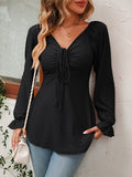 Women's Fashion A Line Drawstring Blouse - Green - Shirt - XXXL - Polyester - image 16